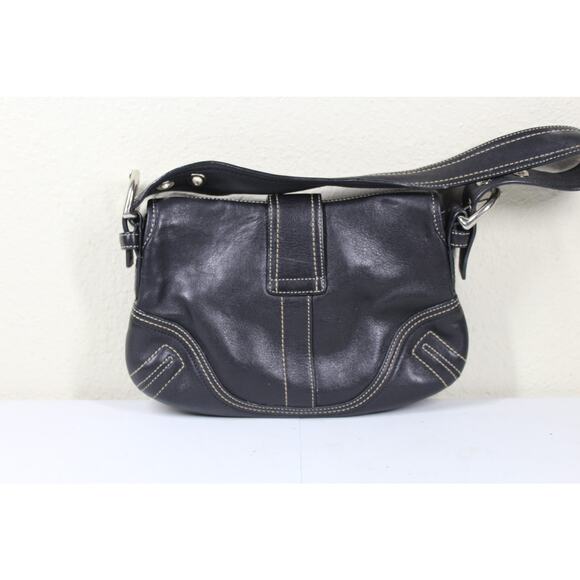 Coach F10188 Vintage Small Soho Black Leather Shoulder Flap Buckle Purse Bag - Picture 2 of 9